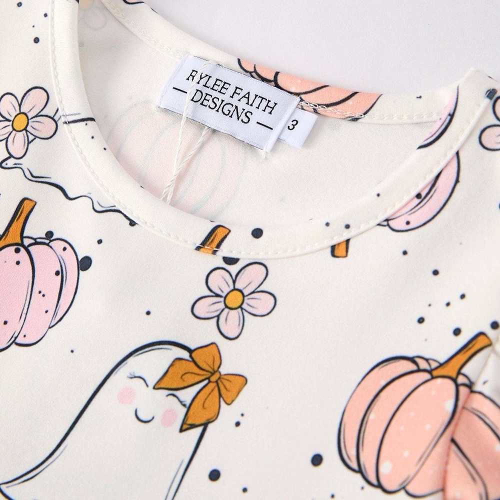 🎃 Rylee Faith Designs Ghost Pumpkin Twirl Dress 2 5 6 7 - Picture 5 of 8